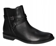 Botki damskie - MARCO TOZZI CZARNE BOTKI SKÓRZANE ZA KOSTKĘ KLASYCZNE 38 J3B - miniaturka - grafika 1