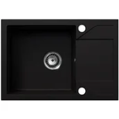 Zlewozmywaki - EOS Zlewozmywak granitowy ADRIA czarny brokat złoty (z ociekaczem) - miniaturka - grafika 1