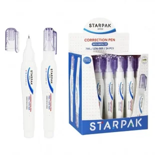 Korektor w piórze z metalową końcówką 7ml (24szt) - STARPAK - Korektory - miniaturka - grafika 1