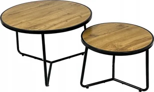 kontrast Stoliki kawowe okrągłe Zestaw stolików loft fi 70x39 fi 50x47 dąb - Ławy i stoliki kawowe - miniaturka - grafika 1