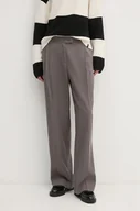Spodnie damskie - Sisley spodnie damskie kolor szary proste high waist 4TKDLF05T - miniaturka - grafika 1