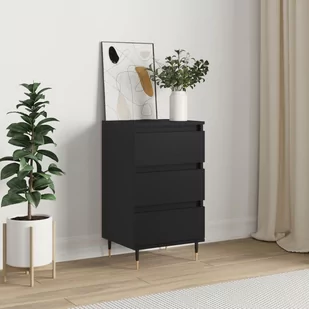 vidaXL Komoda, czarna, 40x35x70 cm, materiał drewnopochodny - Szafki nocne - miniaturka - grafika 1