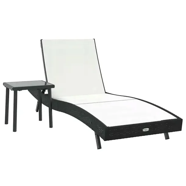 Leżak ze stolikiem 2 pcs Czarny 40 x 40 x 40.5 cm polirattan