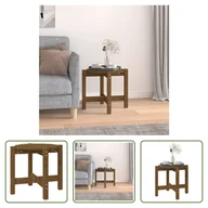 Ławy i stoliki kawowe - The Living Store stolik kawowy miodowy brąz Ø 52,5x45 cm lite drewno sosnowe - miniaturka - grafika 1