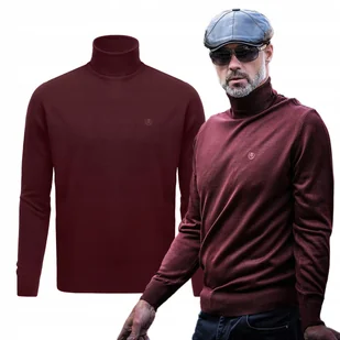 Klasyczny Golf Sweter Męski Gładki Bordowy XXL Pako Jeans - Swetry męskie - miniaturka - grafika 1