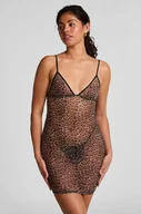 Bielizna nocna - Hunkemöller Halka z siateczki w panterkę Czarny - miniaturka - grafika 1