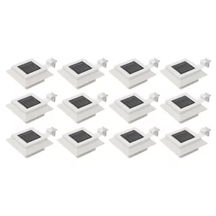 vidaXL Lampy solarne do ogrodu, 12 szt., LED, kwadratowe, 12 cm, białe - Lampy ogrodowe - miniaturka - grafika 1