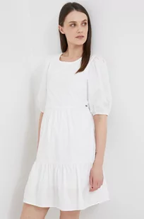 Pepe Jeans sukienka bawełniana Bella kolor beżowy mini rozkloszowana - Sukienki - miniaturka - grafika 1