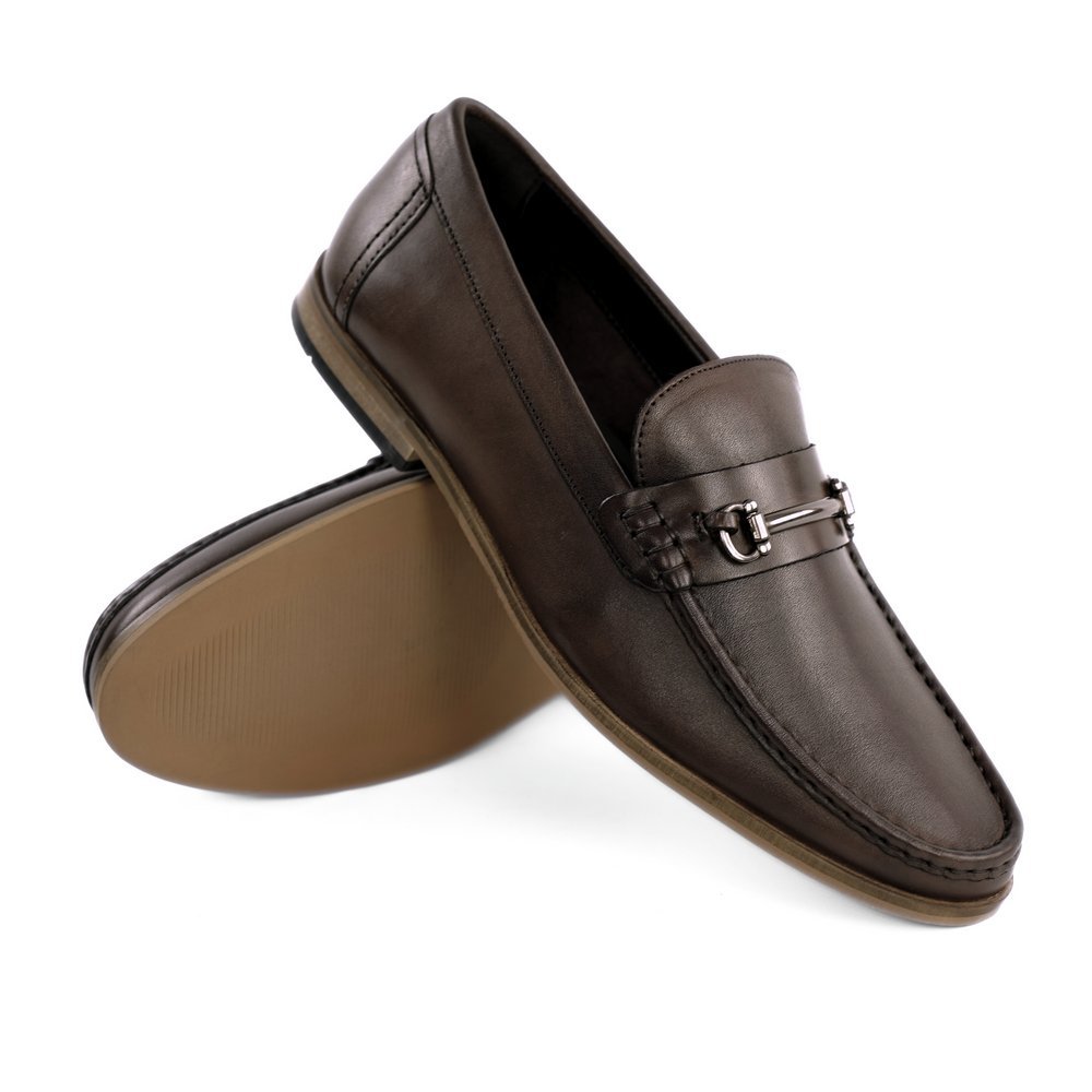 Loafersy męskie skórzane z klamrą brązowe rozmiar 42
