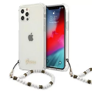 Guess nakładka do iPhone 12 / 12 Pro 6,1" GUHCP12MKPSWH przeźroczysta hard case White Pearl GUE001320 - Etui i futerały do telefonów - miniaturka - grafika 2