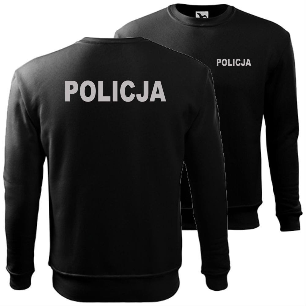 męska bluza klasyczna z odblaskowym nadrukiem - policja 01