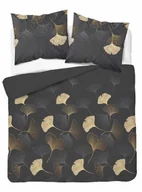Pościel - Pościel satynowa 200x220 5054b szara liście - miniaturka - grafika 1