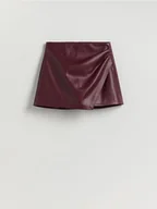 Spodenki damskie - Reserved - Spódnico-szorty z imitacji skóry - burgundowy - miniaturka - grafika 1