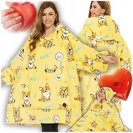 Bluzy damskie - KOC BLUZA KOCOBLUZA OVERSIZE GRUBA CIEPŁA MIĘKKA DŁUGA BLUZO KOC Z KAPTUREM - miniaturka - grafika 1