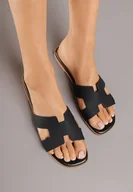 Klapki i japonki damskie - Czarne Klapki Vices z Geometryczną Cholewką Arlemia - miniaturka - grafika 1