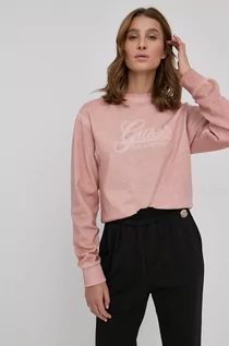Bluzy damskie - Guess bluza damska kolor różowy z aplikacją - grafika 1
