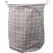 Kosze na bieliznę - Szary skandynawski pojemnik na pranie w kratkę P0-A29 - miniaturka - grafika 1