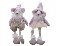 Ozdoby bożonarodzeniowe - Figurka świąteczna mysz 13x7x33cm różowa - miniaturka - grafika 1