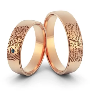 Obrączki ślubne z odciskami palców i szafirem - Au-1168 - Obrączki ślubne - miniaturka - grafika 2