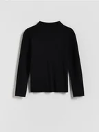 Swetry dla dziewczynek - Reserved - Gładki sweter z wiskozy - czarny - miniaturka - grafika 1