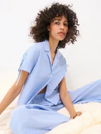 Piżamy damskie - Mohito - Bawełniana góra od piżamy w paski - niebieski - miniaturka - grafika 1