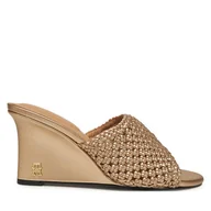 Klapki i japonki damskie - Klapki Tommy Hilfiger Crochet Metallic Lthr Wedge Mule FW0FW08812 Złoty - miniaturka - grafika 1