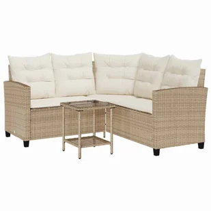 vidaXL Sofa ogrodowa ze stołem i poduszkami w kształcie litery L - Meble ogrodowe - miniaturka - grafika 1
