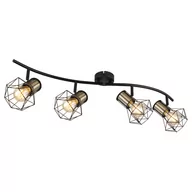 Lampy sufitowe - Globo Priska 54017-4M plafon lampa sufitowa spot 4x40W E27 czarny/złoty - miniaturka - grafika 1