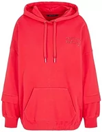 Bluzy damskie - Armani Exchange Damska bluza z kapturem w paski z kontrastowym logo, bluza z kapturem, czerwony, M - miniaturka - grafika 1
