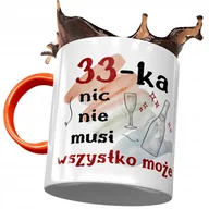 Kubki - Kubek Pomarańczowy na Urodziny 33 33cie 33-cie z Nadrukiem ze Zdjęciem + Opakowanie na prezent (wzór 04) - miniaturka - grafika 1