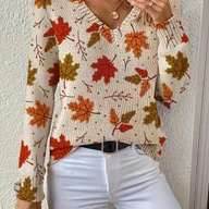 Swetry damskie - TEMU Sweter Elegancki dla Kobiet - Całoroczny Sweter z Długim Rękawem i Dekoltem w Serek, Czerwony, Brązowy, Beżowy, Czarny, Biały - Biuro, Casual, - miniaturka - grafika 1