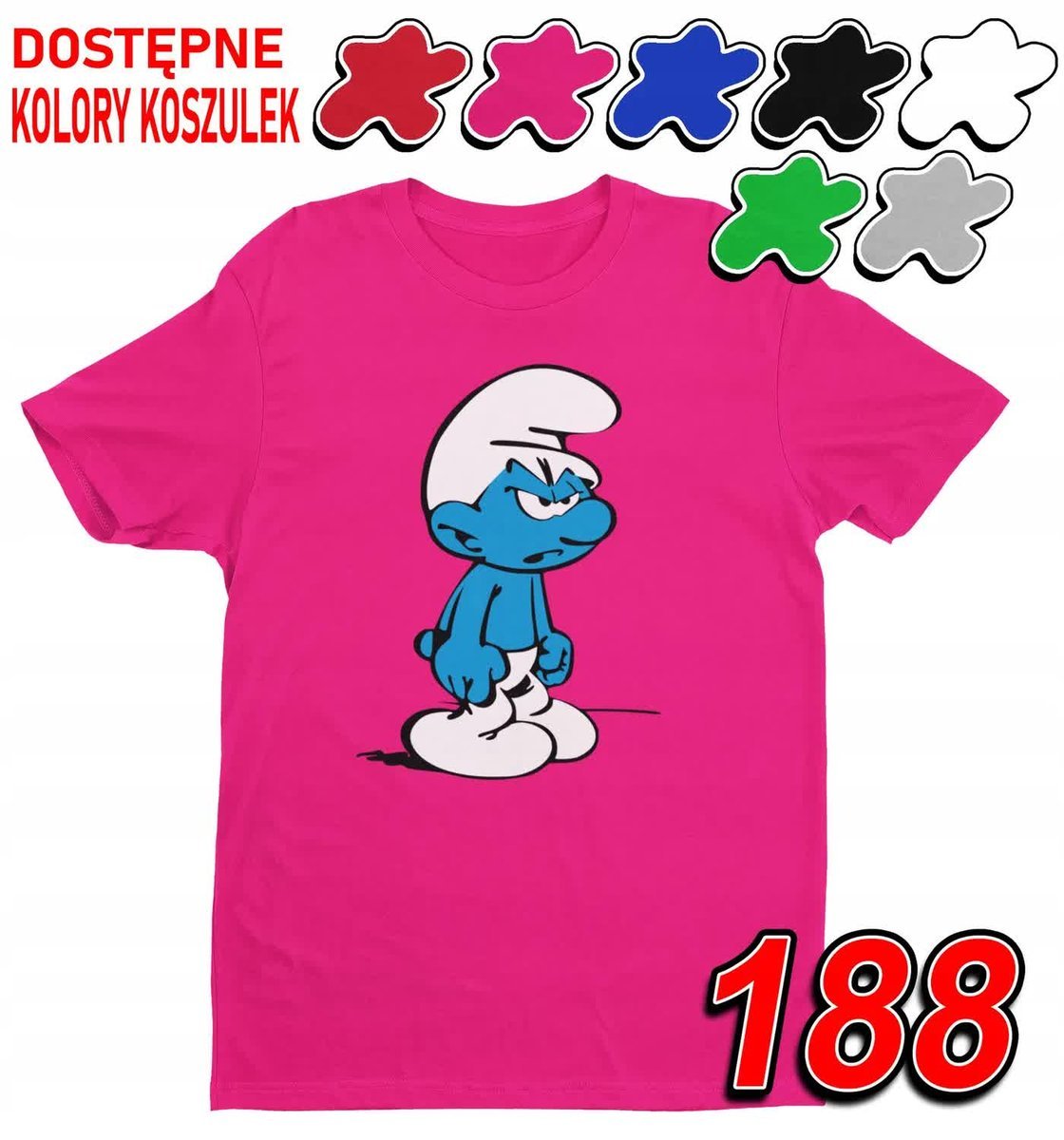 Dziecięca Koszulka T-Shirt Z Nadrukiem Duży Wybór Maruda Smerf - L 146-152