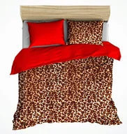 Pościel - pościel z polaru 200x200 + 2 poszewki P 300-9 DUO panterka jasna / czerwony - miniaturka - grafika 1