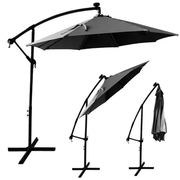Parasol Ogrodowy Boczny Na Wysięgniku Duży Wiszący Składany Na Korbkę 300cm