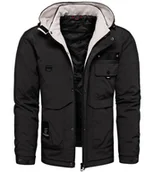 Kurtki męskie - Kurtka męska przejściowa czarna z kapturem Recea - miniaturka - grafika 1