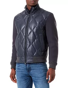 BOSS Męska kurtka Jomix skórzana, ciemnoniebieski, 58 - Kurtki męskie - miniaturka - grafika 1