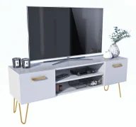 Inne meble do salonu - Biała nowoczesna szafka RTV glamour H9-N41 - miniaturka - grafika 1