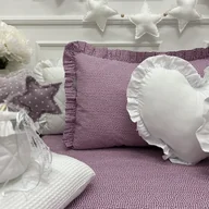 Pościel dla dzieci - Pościel z falbanką ciemna lawenda w serduszka różne rozmiary - miniaturka - grafika 1