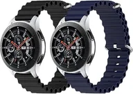 Akcesoria do smartwatchy - 2x PASEK DO ZEGARKA NIEBIESKI CZARNY SILIKON Samsung/HUAWEI Watch 22mm - miniaturka - grafika 1