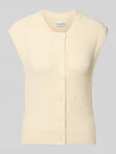 Swetry damskie - Kamizelka z dzianiny o kroju regular fit z mieszanki bawełny i bouclé - miniaturka - grafika 1