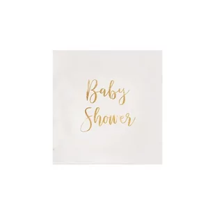 Serwetki ze złotym napisem baby shower, 33x33cm, 20szt - Dekoracje i nakrycia stołu na imprezę - miniaturka - grafika 1