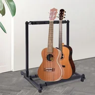 Inne - TEMU Czarny Żelazny Stojak na 3 Gitary - Składany, Regulowane Nóżki dla Stabilności, Idealny dla Gitar Elektrycznych i Akustycznych, Basów - miniaturka - grafika 1