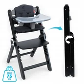 Krzesełka do karmienia - KRZESEŁKO DO KARMIENIA DREWNIANE z TACKĄ PASAMI 3w1 Drömmer Unique CZARNE - miniaturka - grafika 1