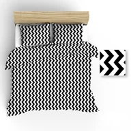 Pościel - Pościel 180x200 R018 biała zygzak czarny 60N - miniaturka - grafika 1