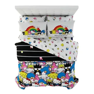 Franco Artykuły kolekcjonerskie Sanrio Hello Kitty & Friends 7-częściowy super miękki zestaw pościeli z poszewką na kołdrę i prześcieradło, pełny, (oficjalny produkt licencjonowany w 100% z oficjalnym - Kołdry i poduszki dla dzieci - miniaturka - grafika 1