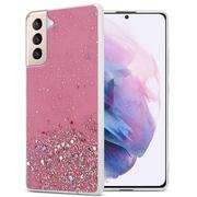 Etui i futerały do telefonów - Pokrowiec Do Samsung Galaxy S21 PLUS Etui w Różowy z Brokatem Glitter Obudowa Case Cover TPU Cadorabo - miniaturka - grafika 1