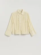 Koszule damskie - Reserved - Koszula z ozdobnymi detalami - złamana biel - miniaturka - grafika 1