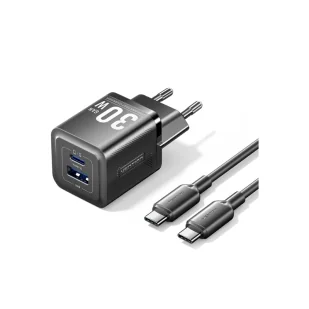 Ładowarka sieciowa z kablem USB-C 2 porty USB-C + USB-A GaN czarna - Ładowarki do telefonów - miniaturka - grafika 1