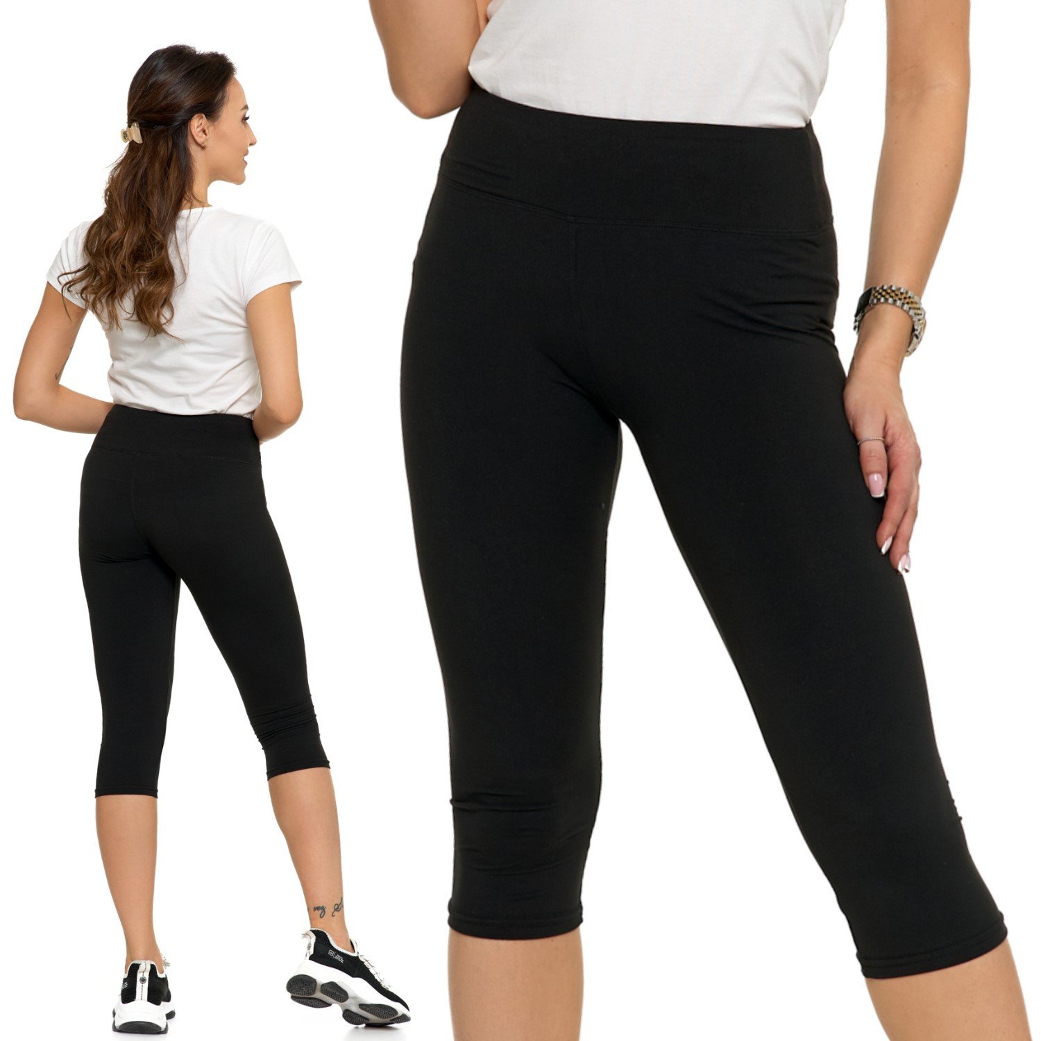 Moraj Legginsy z Wysokim Stanem klasyczne RDL950-018 3/4 czarny S/m