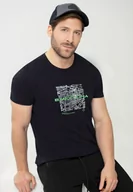 Koszulki męskie - T-shirt męski z bawełny T-NEWCITY granatowy - Volcano - miniaturka - grafika 1